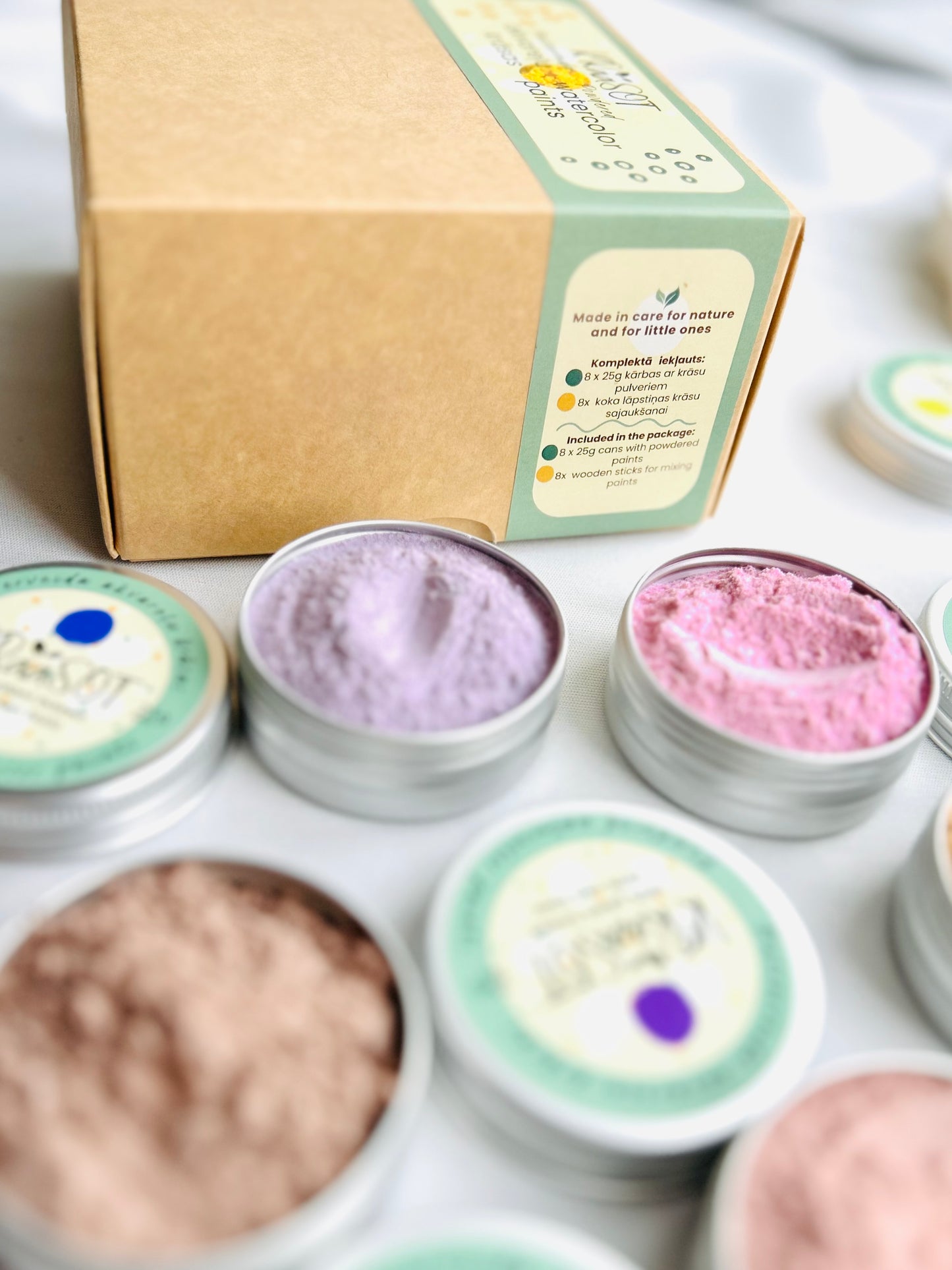 Powdered Watercolor Paints (set of 8 colors)