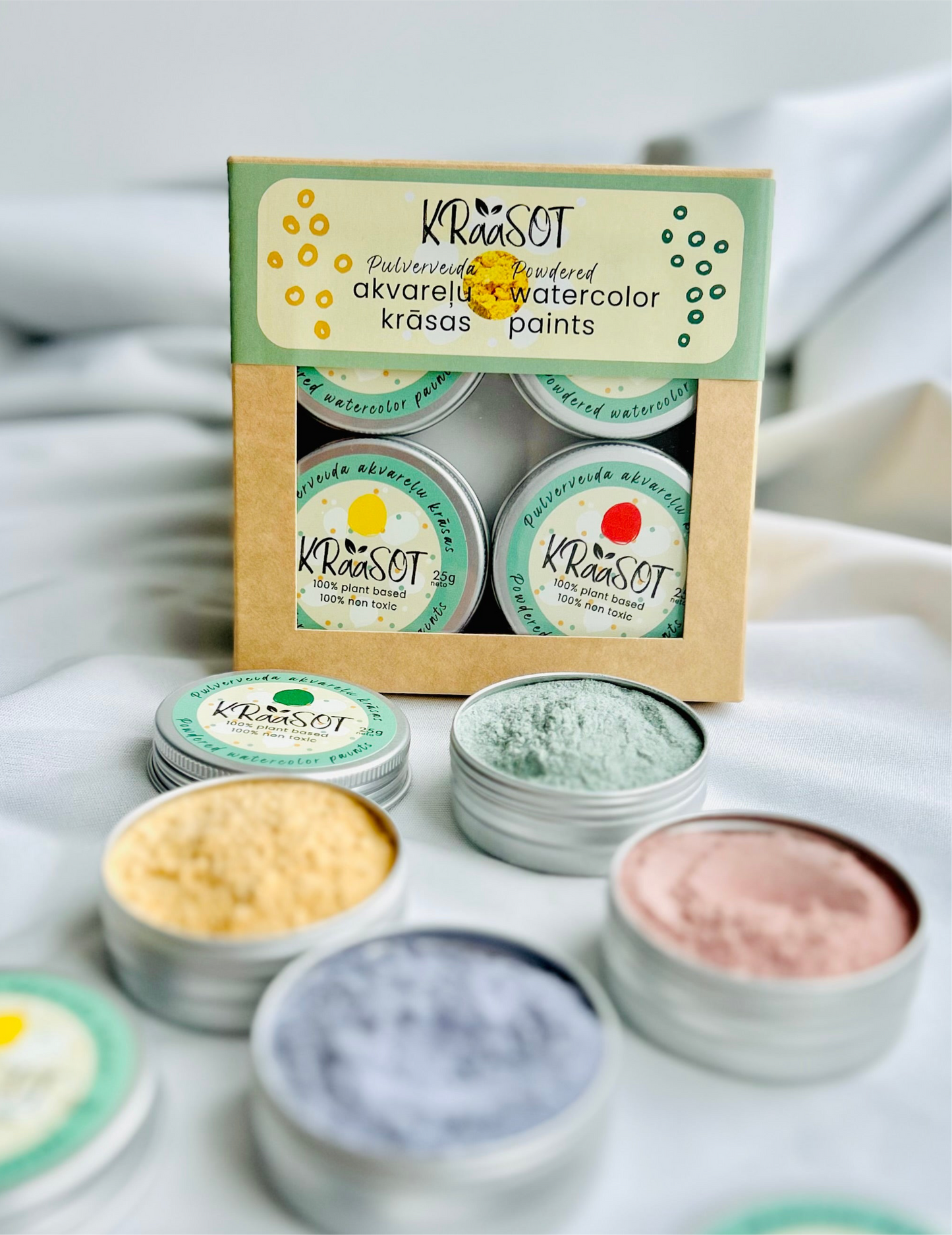 Powdered Watercolor Paints (starter set of 4 colors)