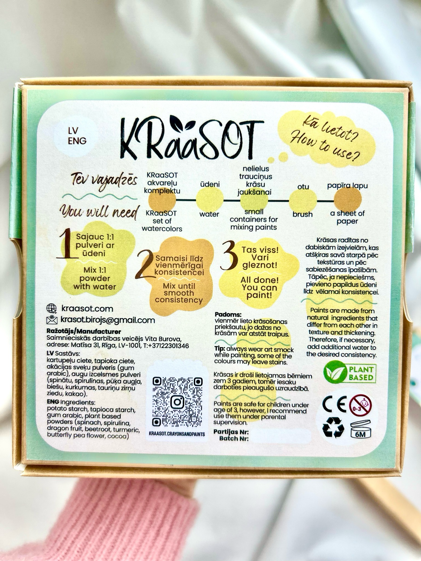 Mākslinieka komplekts Nr2 | LAIKAPSTĀKĻU krītiņi + 4 krāsu akvareļu komplekts + palete krāsu jaukšanai