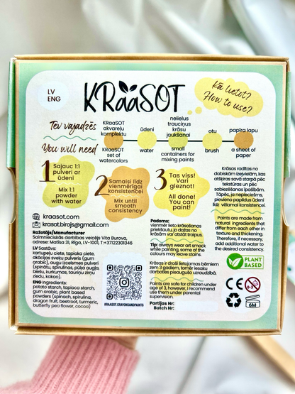 Mākslinieka komplekts Nr2 | LAIKAPSTĀKĻU krītiņi + 4 krāsu akvareļu komplekts + palete krāsu jaukšanai