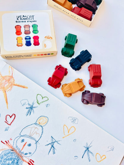 Mākslinieka komplekts | AUTOMAŠĪNU krītiņi + 8 krāsu akvareļu komplekts