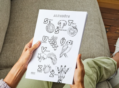 Latviešu valodas alfabēta krāsojamās lapas | Printējams PDF bērniem